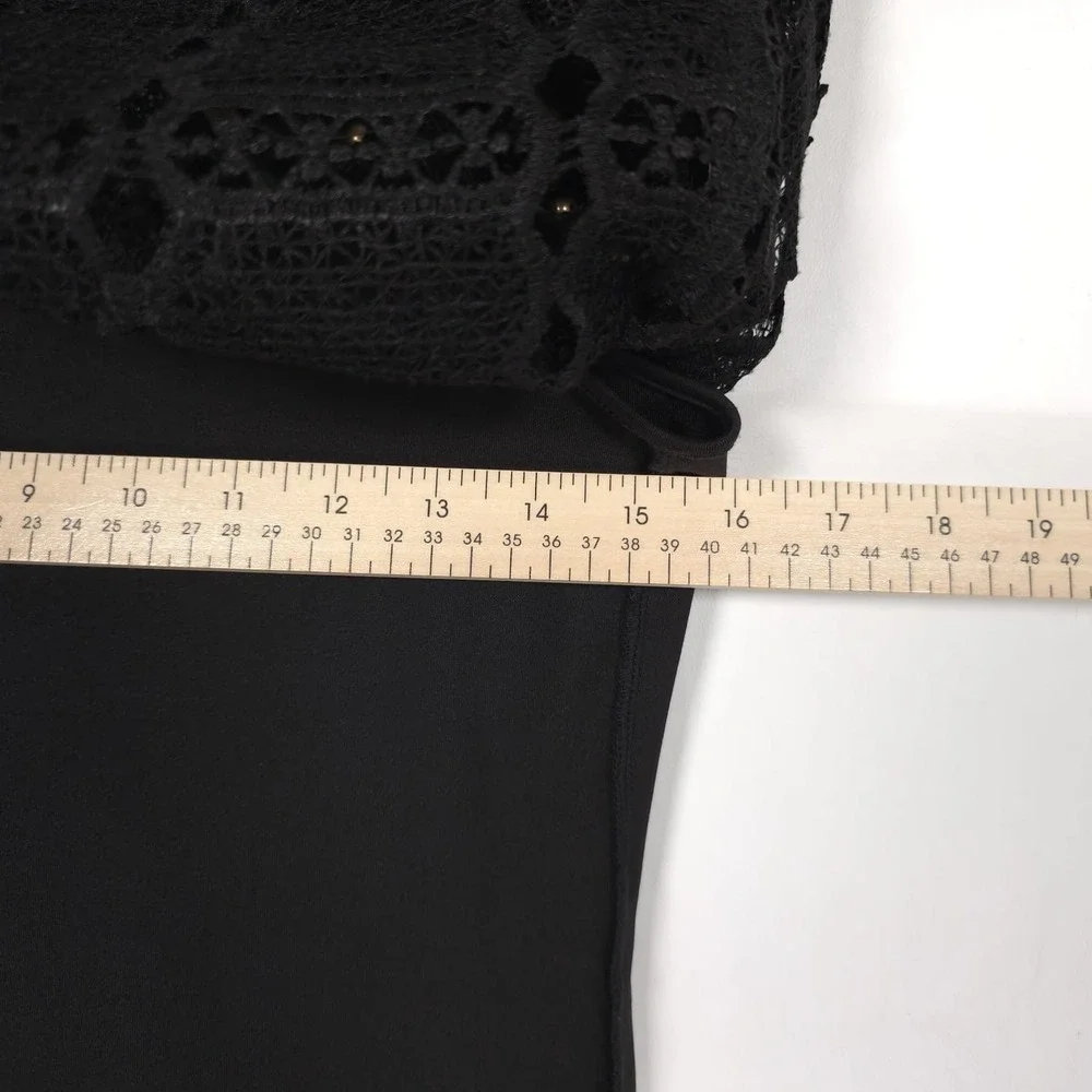 Anthropologie Maeve Top Size XS Auralis‎ Black Lace Eyelet Studded Beaded Sheer